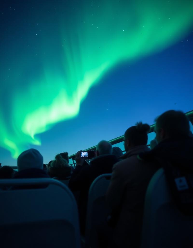 A typical aurora-chasing tourism trip